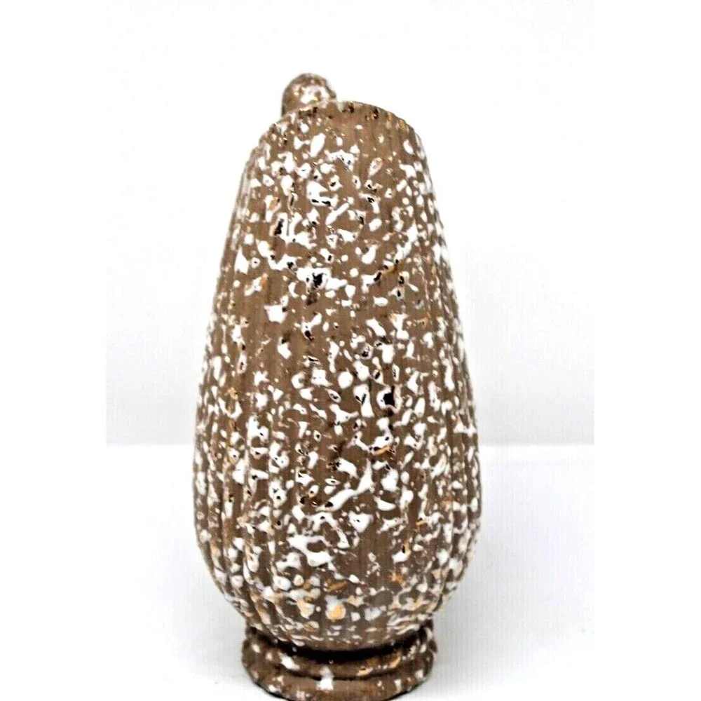 Vase Ceramic Pottery Brown Speckled White & Gold 7